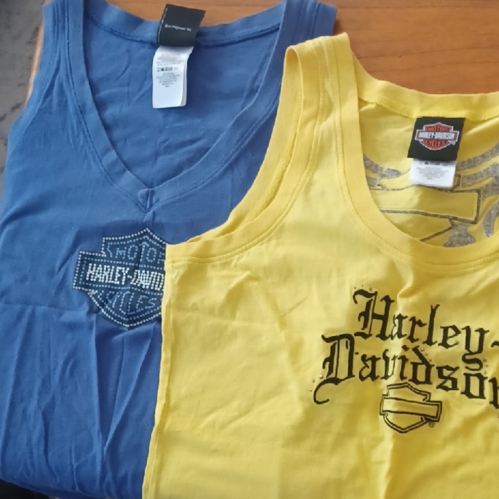 Harley-Davidson Ladies Tank Tops size L in Blue and Yellow (Two)